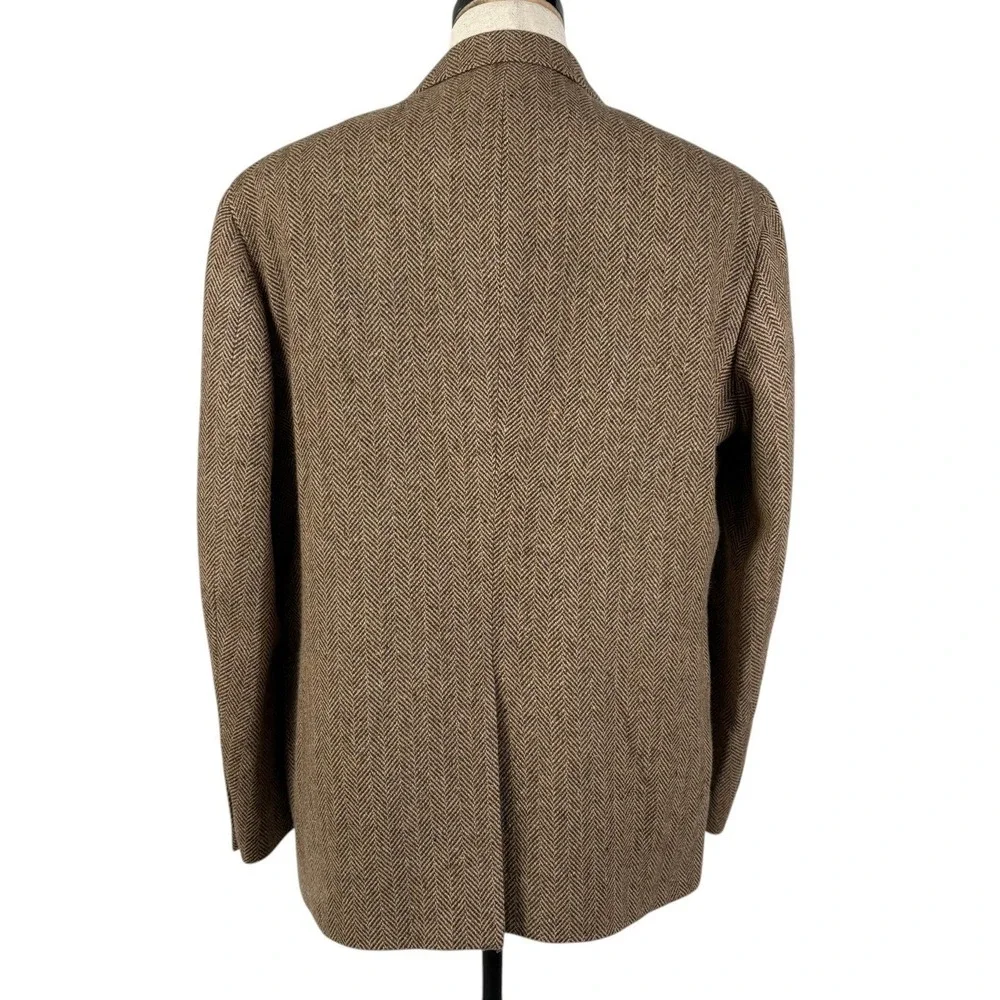 Polo Ralph Lauren Herringbone Sport Coat Mens 46R Brown Wool Blazer Italy NWT